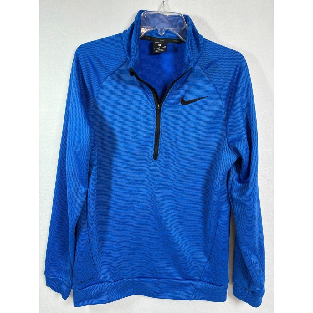 Nike Dri-FIT Mens Small Blue Space Dye Quarter Zip Pullover Long Sleeve Shirt
